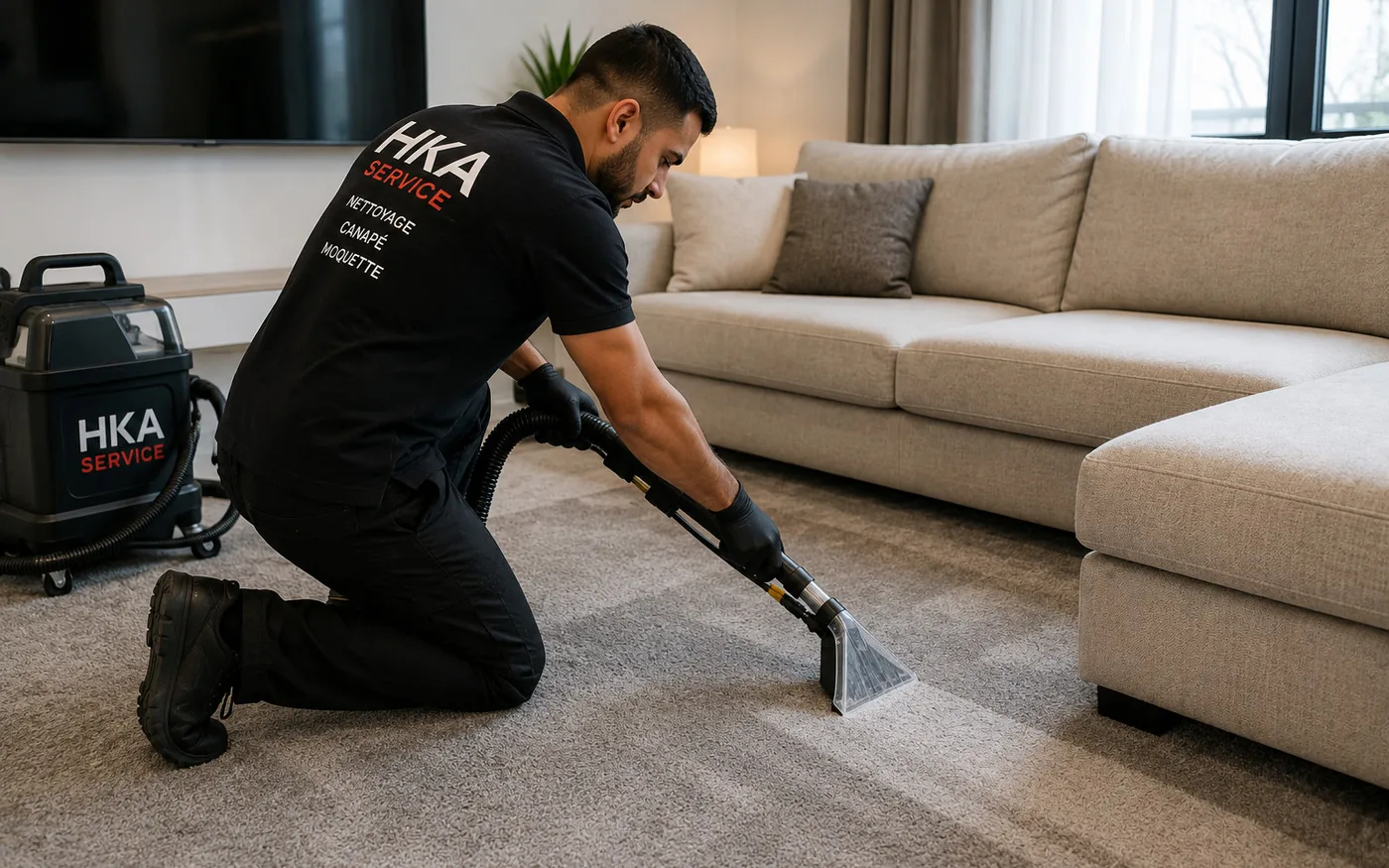 Balai microfibre passé sur un parquet propre